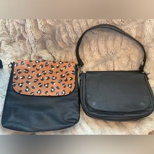 New Thirty One Black & Cheetah Skirt Purse Hobo Style Hand Bag Base Shoulder Bag